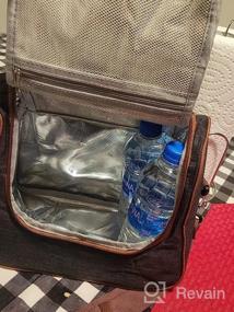 img 5 attached to Burning HOMESPON Термоизольированная сумка для обеда модного дизайна, кухонный холодильник с многоразовым контейнером для обеда, с плечевым ремнем для работы, пикника или путешествия (геометрическая зелень)