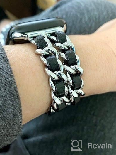 img 1 attached to Bling Rhinestone Metal Link Apple Watch Band For Women - Compatible With Series 1-8 And SE review by Jim Bijelic