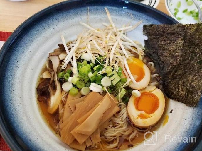 img 1 attached to 🍜 8-Piece Premium Ceramic XL Ramen Bowls Set: Dark Blue 60 oz Noodles Bowl with Stainless Steel Spoon, Chopsticks, and Reusable Beeswax Wrap Lids - Perfect for Asian, Chinese, Japanese, and Pho Soup review by Eddie Burgess