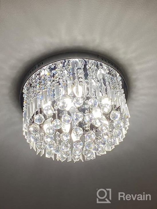 img 1 attached to Saint Mossi Modern K9 Crystal Raindrop Chandelier Lighting Flush Mount LED Ceiling Light Fixture Pendant Lamp For Dining Room Bathroom Bedroom Livingroom 9 E12 LED Bulbs Required Height 11 X Width 20 review by Dan Hansen