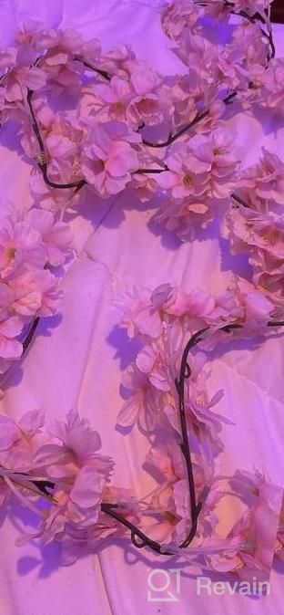 img 1 attached to 3Pcs Pink Artificial Cherry Blossom Garland For Home Wedding Party Decor - 17.7 Ft Total Length review by Jason Cartwright