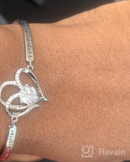 img 1 attached to 🎄 Aihitero Christmas Day Daughter Bracelet Gifts: Always My Daughter Forever My Friend Love Heart Bangle - Women/Girls Rose Gold Jewelry for Birthday, Anniversary, Thanksgiving, Xmas - Father Mother's Perfect Present! review by Dave Hess