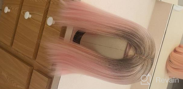 img 1 attached to Oxeely Pink Lace Front Wig: Pre-Plucked, Glueless, Ombre Short Bob For Women - Perfect For Christmas & Cosplay! review by Charlie Powell