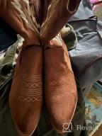 img 1 attached to Embroidered Suede Cowgirl Boots For Women - Pointed Toe Pull On Western Booties With Mid Calf Height By TEMOFON review by Leroy Estell