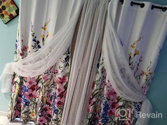 img 1 attached to 🌸 Kotile Floral Curtains for Bedroom Girls - Red Pink 95 Inch Length, 2 Panel Set: Grommet Print Flower Pattern, Thermal Insulated Room Darkening Curtains for Living Room review by Seth Shea