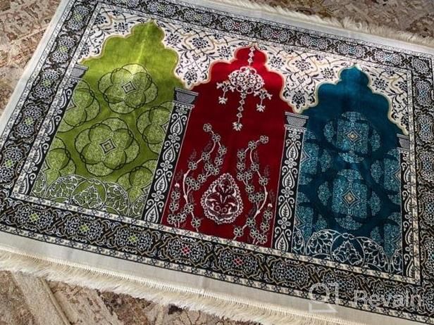 img 1 attached to Experience Divine Comfort With Modefa Turkish Islamic Prayer Rug - Multi-Person Velvet Praying Mat For Large Gatherings - Floral Arch Design For Enhanced Serenity review by Mandy Nelson