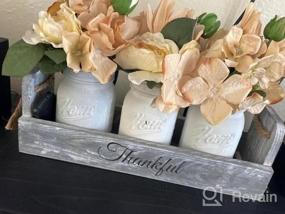 img 6 attached to Rustic Farmhouse Table Centerpiece Set With Artificial Flowers - HOMKO Mason Jar Decor For Flatware Organizer, Flower Arrangement & Garden Wedding (White, Large)