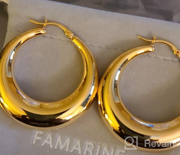 img 1 attached to Minimalist Open Hoop Earrings For Women, Chunky Small Gold Plated Dainty Hoops, Perfect Gift From Famarine review by Kenji Townsend