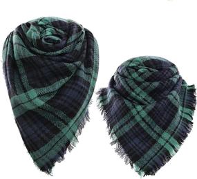 img 4 attached to SUNFURA Blanket Tartan Parent Child Black Women's Accessories at Scarves & Wraps