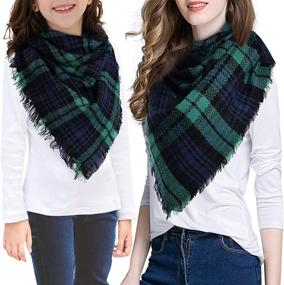 img 3 attached to SUNFURA Blanket Tartan Parent Child Black Women's Accessories at Scarves & Wraps