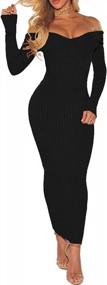 img 4 attached to PerZeal Women's Seductive Off Shoulder Long Sleeve Bodycon Sweater Dress - Slim Knit Ribbed Design