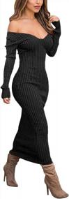 img 1 attached to PerZeal Women's Seductive Off Shoulder Long Sleeve Bodycon Sweater Dress - Slim Knit Ribbed Design