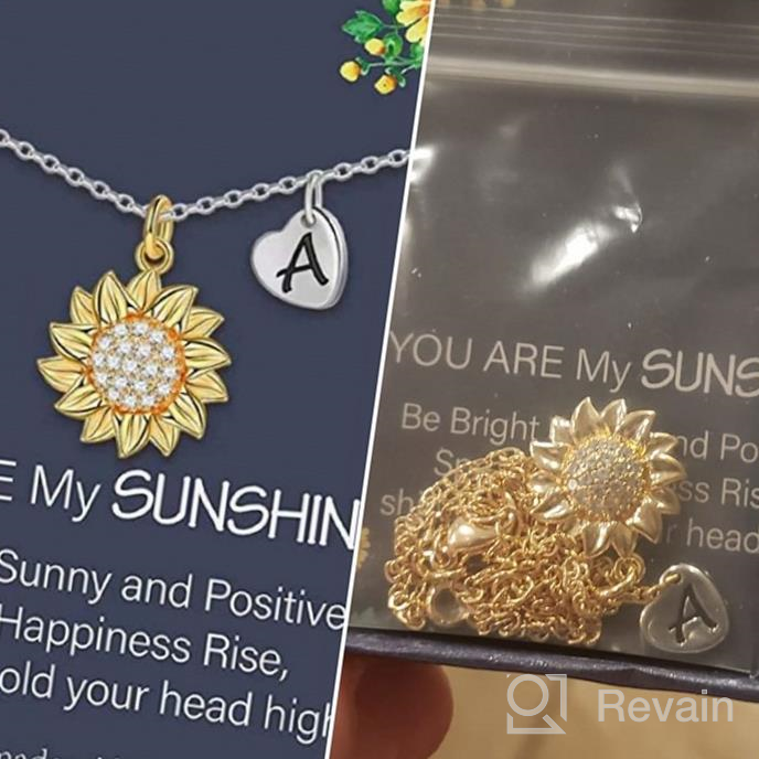 img 1 attached to Sunflower Necklace For Women Girls, 14K Real Gold Plated Initial Sunflower Pendant Necklace Jewelry Gifts Dainty You Are My Sunshine Letter Initial Necklaces For Women review by Kino Gerami