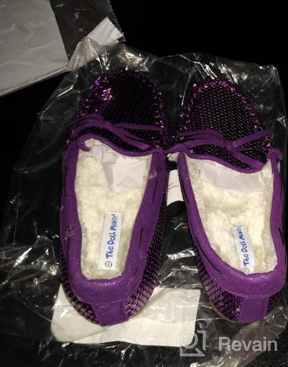 img 1 attached to Doll Maker Sequins Sparkle Moccasin Girls' Shoes for Flats review by Tracy Love