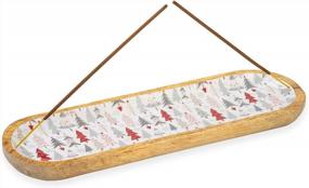 img 4 attached to Modern Wooden Incense Tray Holder For Christmas Decor - Folkulture Red Christmas Story