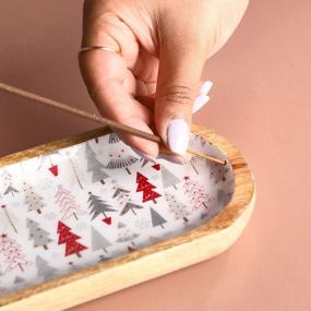 img 2 attached to Modern Wooden Incense Tray Holder For Christmas Decor - Folkulture Red Christmas Story
