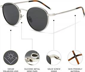 img 2 attached to Vintage Polarized Round Sunglasses For Men And Women - SUNGAIT Metal Sun Glasses With Steampunk Style