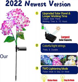 img 3 attached to 3 Pack Solar Garden Lights 2022 Version – Outdoor Colorful Hydrangea Flower Decoration, Two Lighting Modes & Enlarged Solar Panel - TONULAX
