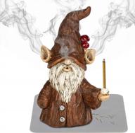 gnome incense burner - holder for sticks and cones, ornamental desk decor with unique appeal, ideal gnome gift for men and women logo