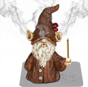 img 4 attached to Gnome Incense Burner - Holder For Sticks And Cones, Ornamental Desk Decor With Unique Appeal, Ideal Gnome Gift For Men And Women