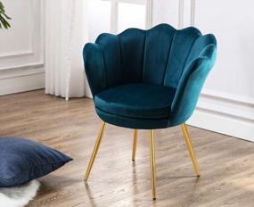 img 3 attached to 🪑 Kmax Living Room Chair: Mid Century Modern Retro Velvet Accent Chair with Golden Metal Legs - Blue Green