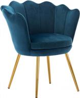 🪑 kmax living room chair: mid century modern retro velvet accent chair with golden metal legs - blue green логотип