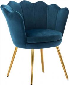 img 4 attached to 🪑 Kmax Living Room Chair: Mid Century Modern Retro Velvet Accent Chair with Golden Metal Legs - Blue Green