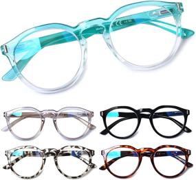 img 4 attached to SIGVAN Reading Glasses 5 Pack Big Frame Blue Light Blocking Stylish Round Glasses For Women And Men