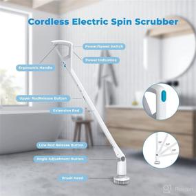 img 3 attached to 💪 Powerful Variable Speed Electric Spin Scrubber - TARCHER 360: Cordless Bathroom/Shower Scrubber with Fast Charging & 4 Replaceable Brush Heads - Effortlessly Clean Floors, Walls, Toilets and More!