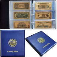 world currency collection album with 90 pockets for money book banknotes: display, store and organize dollar bills, paper money and more (empty album) logo