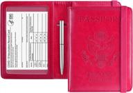 acdream passport and vaccine card holder with rfid blocking for travelers - hot pink leather combo organizer for women and men logo
