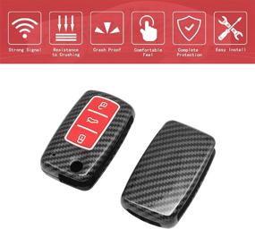 img 2 attached to TANGSEN Smart Key Fob Cover: Совместим с VW Beetle, CC, EOS, Jetta, Golf, GTI, Passat, Phaeton, R32, Rabbit, TIGUAN, Touareg - Черный карбоновый узор, ABS силиконовая резина, Ночной светоотражающий красный.