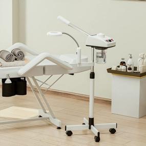 img 3 attached to Paddie Professional Facial Steamer For Estheticians - 2 In 1 Ozone Steam With 5X Magnifying Lamp, Adjustable Hot Mist Nozzle & Rolling Stand.