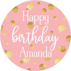 img 4 attached to Personalized Pink & Gold Birthday Favor Stickers - 40 Labels (1.75 In)