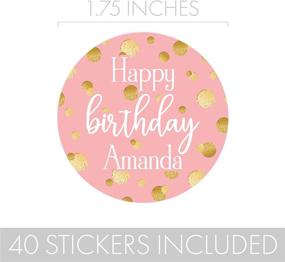 img 2 attached to Personalized Pink & Gold Birthday Favor Stickers - 40 Labels (1.75 In)