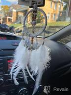 img 1 attached to Pink And White Feather Dream Catcher Car Charm With Crystal Beads review by Marshall Lindner
