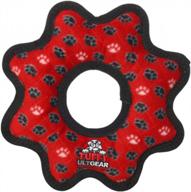 tuffy- world's tuffest soft dog toy- ultimate gear ring - red paw-squeakers - multiple layers. made durable, strong & tough.interactive play (tug,toss & fetch).machine washable & floats logo