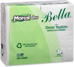 img 2 attached to 100% переработанные двухслойные бумажные салфетки | Обеденные салфетки Marcal Pro Bella | 30 упаковок в коробке | Сделано в США 06410