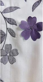 img 1 attached to Isabella Faux Silk Kitchen Tiers: Embroidered Flower Design, 2 Panels 30X36 Inches With 1.5 Inch Header, Ivory Purple - By DriftAway