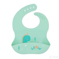 waterproof silicone bib with green dinosaur design - perfect for baby boy and girl feeding logo