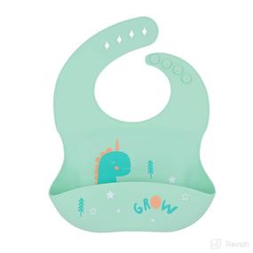 img 4 attached to Waterproof Silicone Bib with Green Dinosaur Design - Perfect for Baby Boy and Girl Feeding