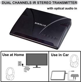 img 4 attached to 📻 SIMOLIO SM-264D: Dual Channel IR Transmitter with Optical Input for Car Audio, TV, and PC - Wireless Sensor, Universal Car Headphone Compatible - Includes Car Cigar Lighter & AC Adapter