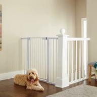 cumbor 36" extra tall baby gate for dogs and kids with wide 2-way door, 29.7"- 46" width, and auto close personal safety for babies and pets, fits doorways, stairs, and entryways, white logo