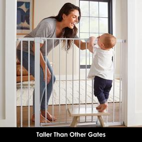 img 3 attached to Cumbor 36" Extra Tall Baby Gate For Dogs And Kids With Wide 2-Way Door, 29.7"- 46" Width, And Auto Close Personal Safety For Babies And Pets, Fits Doorways, Stairs, And Entryways, White