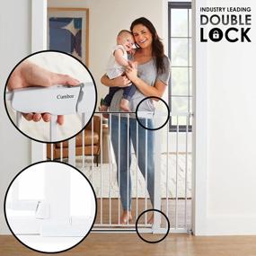 img 1 attached to Cumbor 36" Extra Tall Baby Gate For Dogs And Kids With Wide 2-Way Door, 29.7"- 46" Width, And Auto Close Personal Safety For Babies And Pets, Fits Doorways, Stairs, And Entryways, White