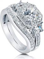 обручальные кольца halo с круглым кубическим цирконием cz набор дизайна в стиле ар-деко для женщин - berricle кольцо из стерлингового серебра с родиевым покрытием, доступно в размерах 4-10 логотип