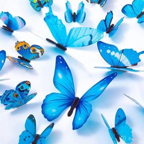 img 3 attached to Transform Your Space: Tuosiwei 48PCS Butterfly Wall Decals – 3D Butterflies Home Decor Stickers in Blue for Kids Room and Bedroom Enhancement