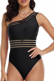 img 2 attached to Women'S One Shoulder Mesh Monokini Swimsuit - Firpearl Tummy Control Bathing Suit