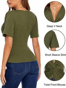 img 2 attached to V-Neck Twist Front Crop Top For Women By Hotouch – Short Sleeve Sexy Blouse For Casual And Dressy Occasions