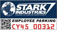 stark industries employee parking decal: durable window cling vinyl for easy identification logo
